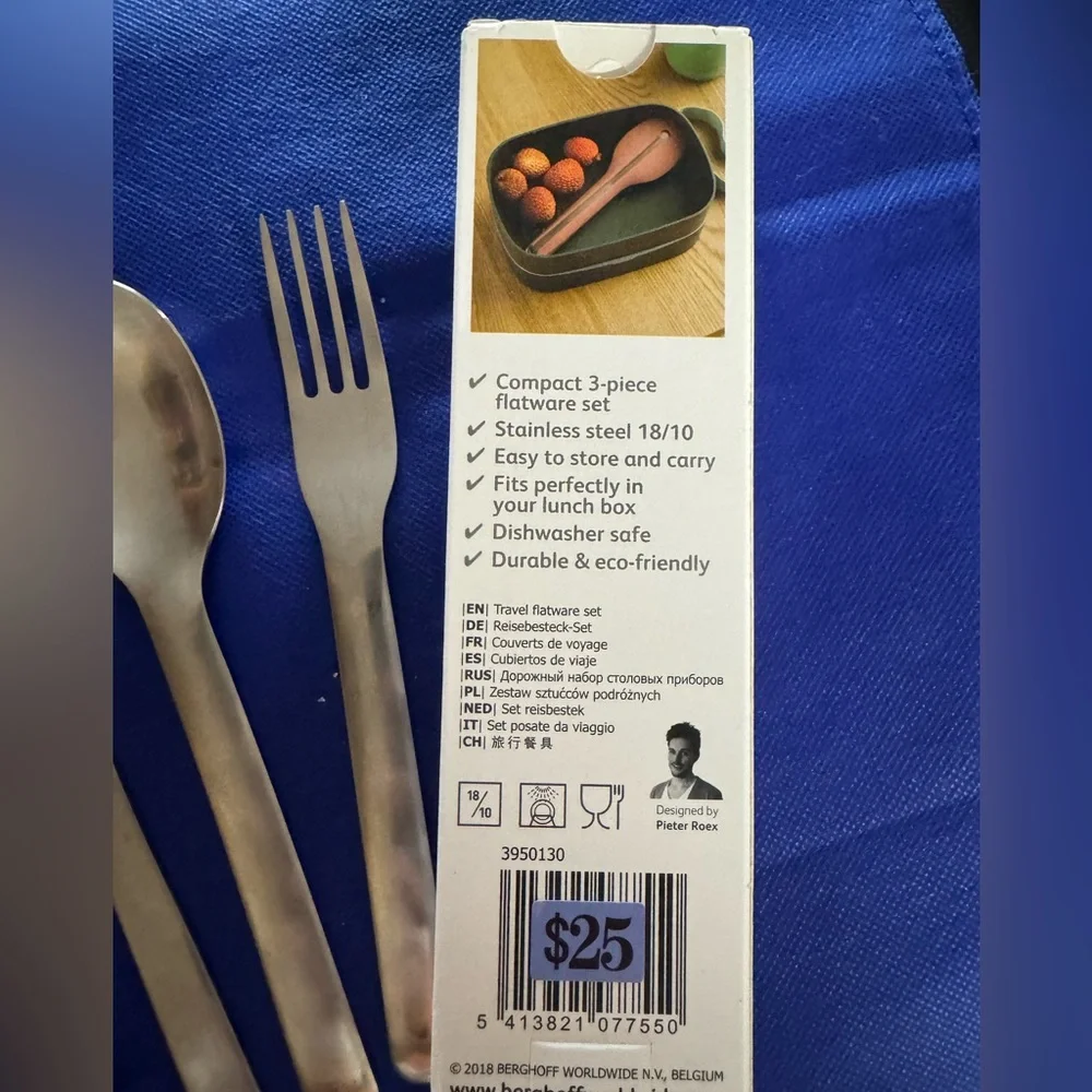 BergHOFF Leo Premium 18/10 Stainless Steel 4Pc Reusable Travel Flatware-NWT/NIB